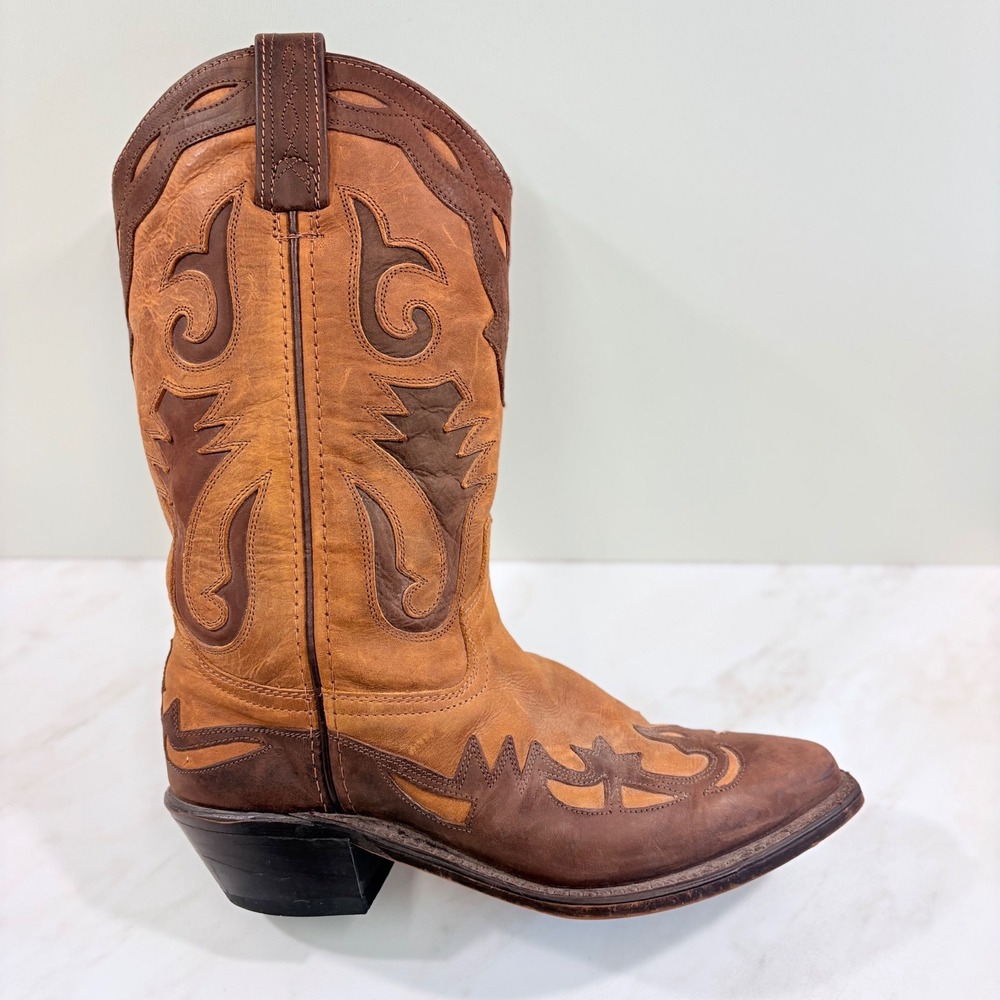 Western Coastal Cowgirl Cowboy Boots Leather Flame 7.5 Sage Abilene Boot Co